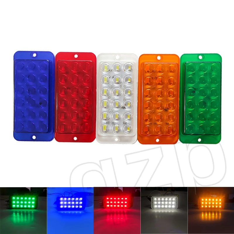 10PCS Truck Lights 12V 24V Trailer Side Marker Light Clearance Rectangle Trailer Lighting Camper 18 LED Lights for Trailer White