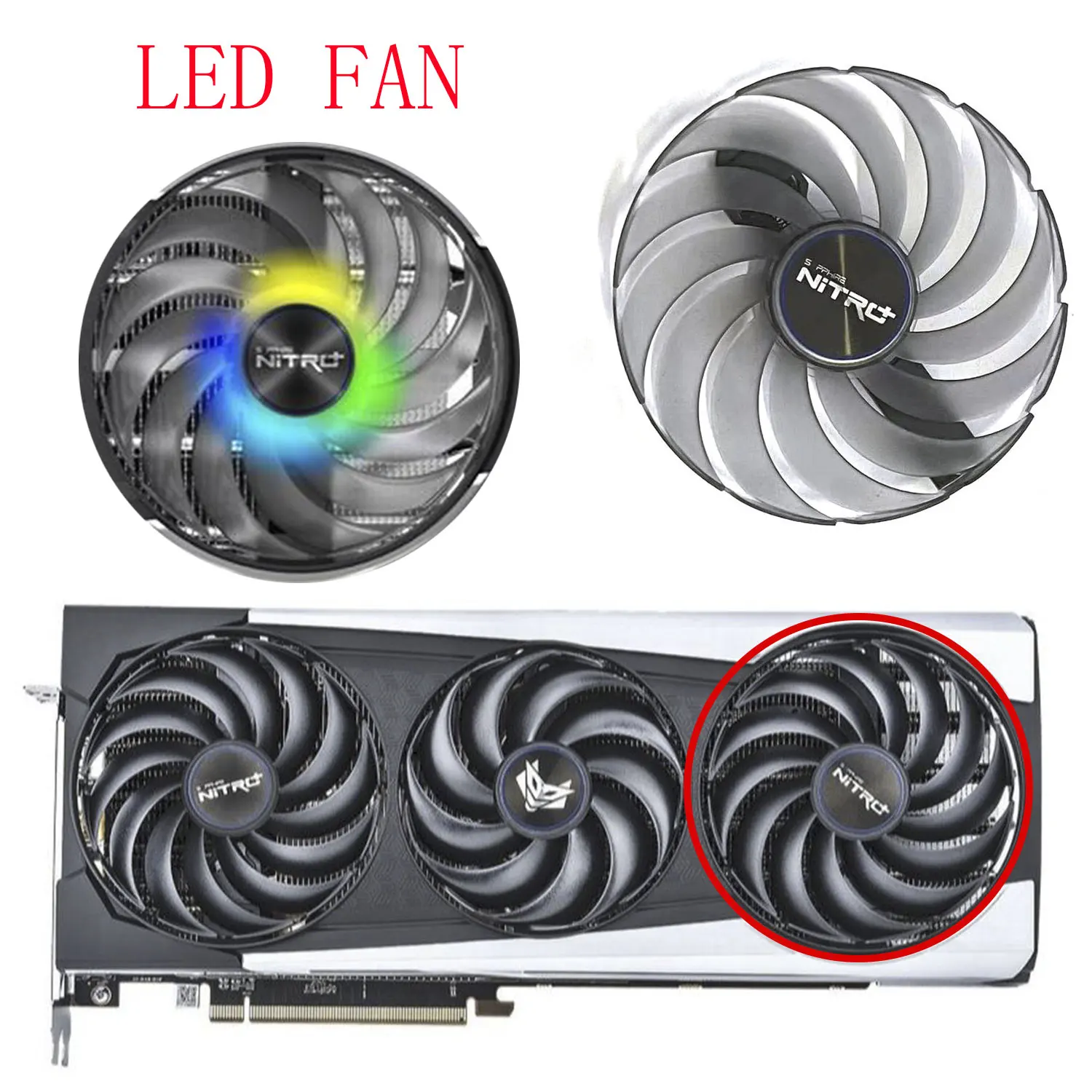 LED original fan 95MM 87MM FDC10U12D9-C FDC10H12D9-C suitable for Sapphire NITRO+ AMD Radeon RX 6700 6800 6900 XT graphics card