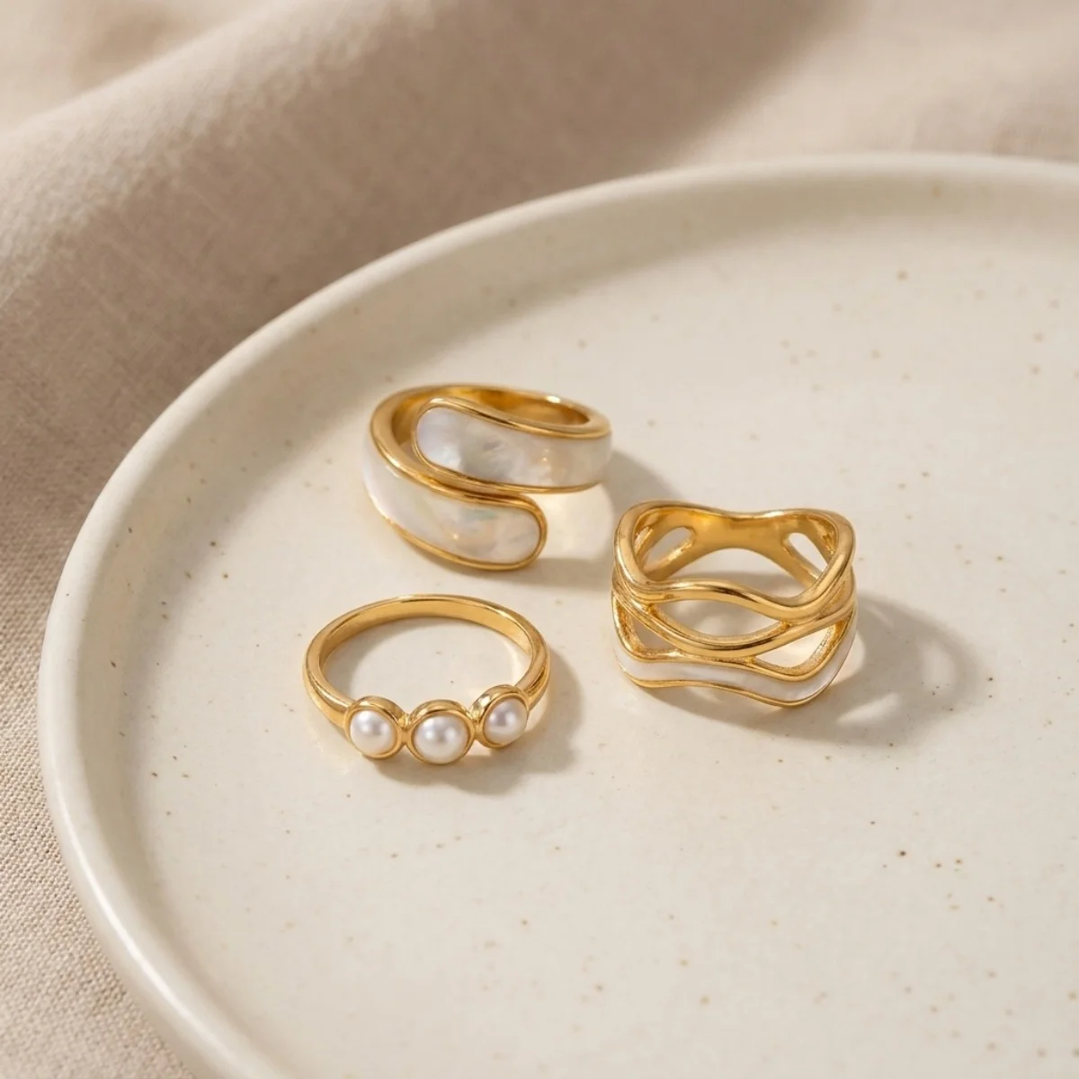 3/4 Stück/Set Minimalistische, gewellte Ringe aus Edelstahl mit weißem Emaille für Damen und Herren, Lava-Wassertropfen-Twist-Herz-Fingerringe, Schmuck – Detail 14