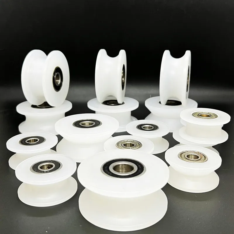 2pcs Nylon Polypropylene Pulley U/V/H Type Silent Bearing Roller Sliding Door Directional Pulley Cabinet Door Track Wheel