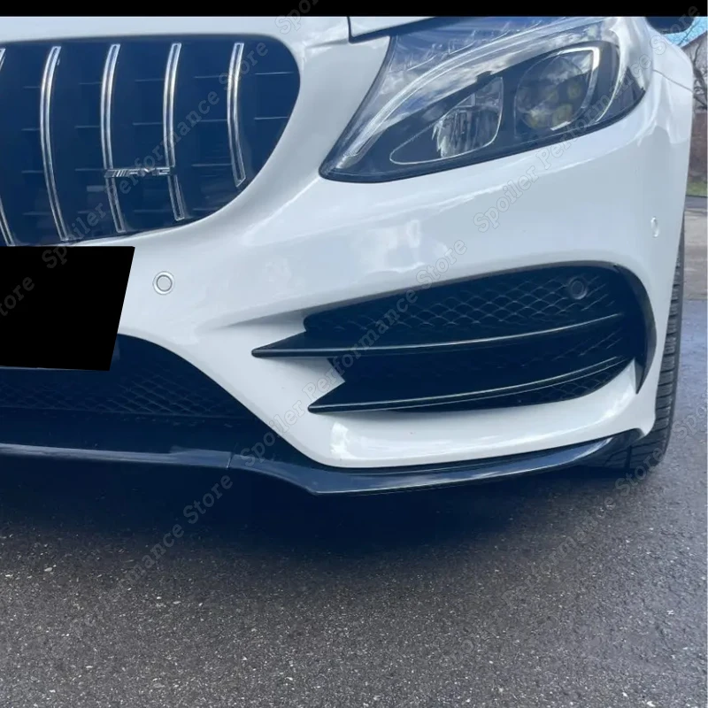 4Pcs Front Bumper Lip Spoiler Air Blade For Mercedes Benz C Class W205 C205 S205 2015-2018 Fog Light Grille Cover Accessories