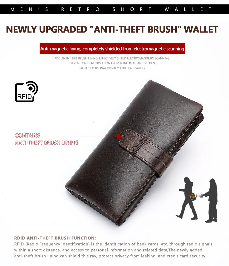 wallet men\'s genuine leather purse for clutch male s long Leather zipper business money bag 6018