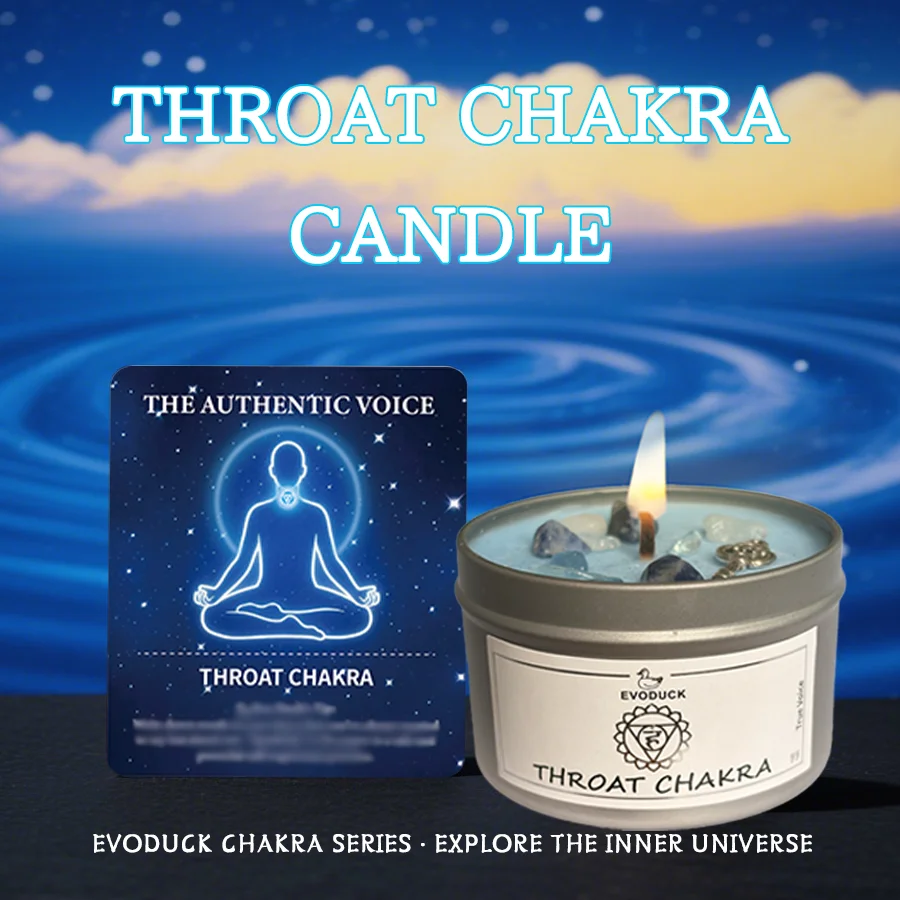 Hals-Chakra-Pfefferminz-Duftkerze, 3 Unzen, für Meditation, Geburtstag, Valentinstag, Weihnachten, Unisex-Partygeschenk und kleines Geschenk