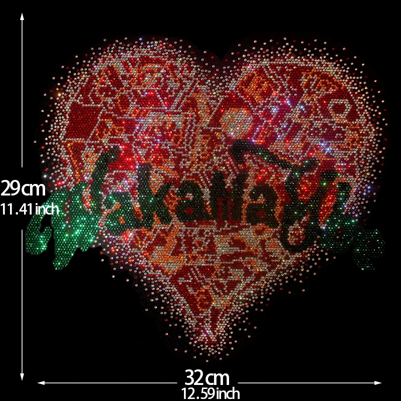 High-quality DIY rhinestone creative heart-shaped ironing on T-shirts, jeans and sweatshirts as clothing accessories