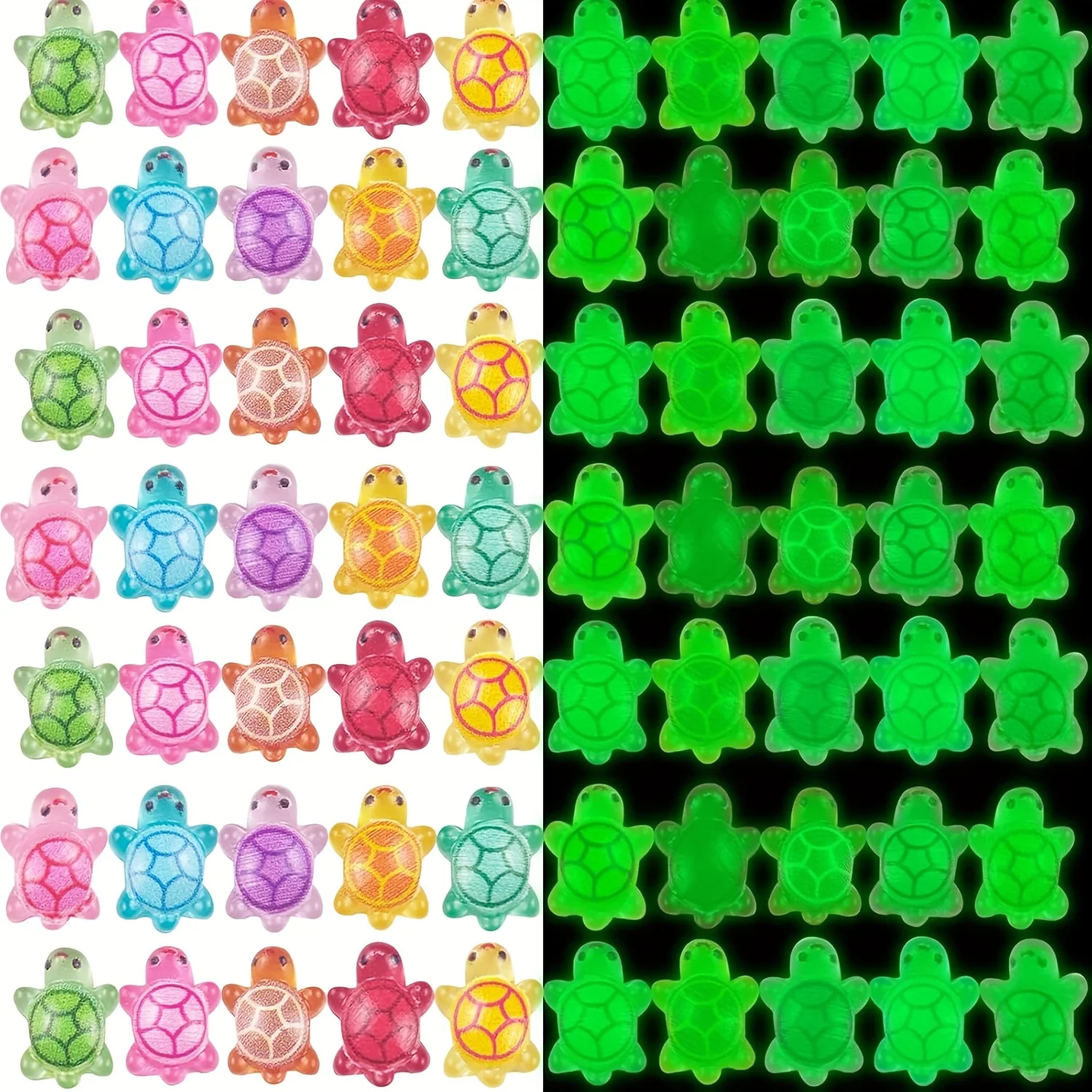50/100 Pcs Cute Mini Luminous Turtle Ornaments Glowing in The Dark Miniatures Turtle Micro Landscape Kids Toys Home Decor Gift