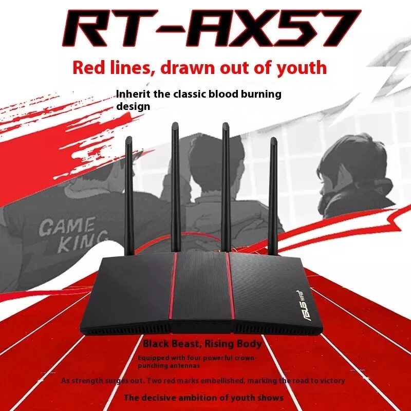 ASUS RT-AX57  Gaming Router Dual-Bnd WiFi 6 Game Acceleration Mesh WiFi,MU-MIMO, Mobile Game Boost, Streaming,Gaming