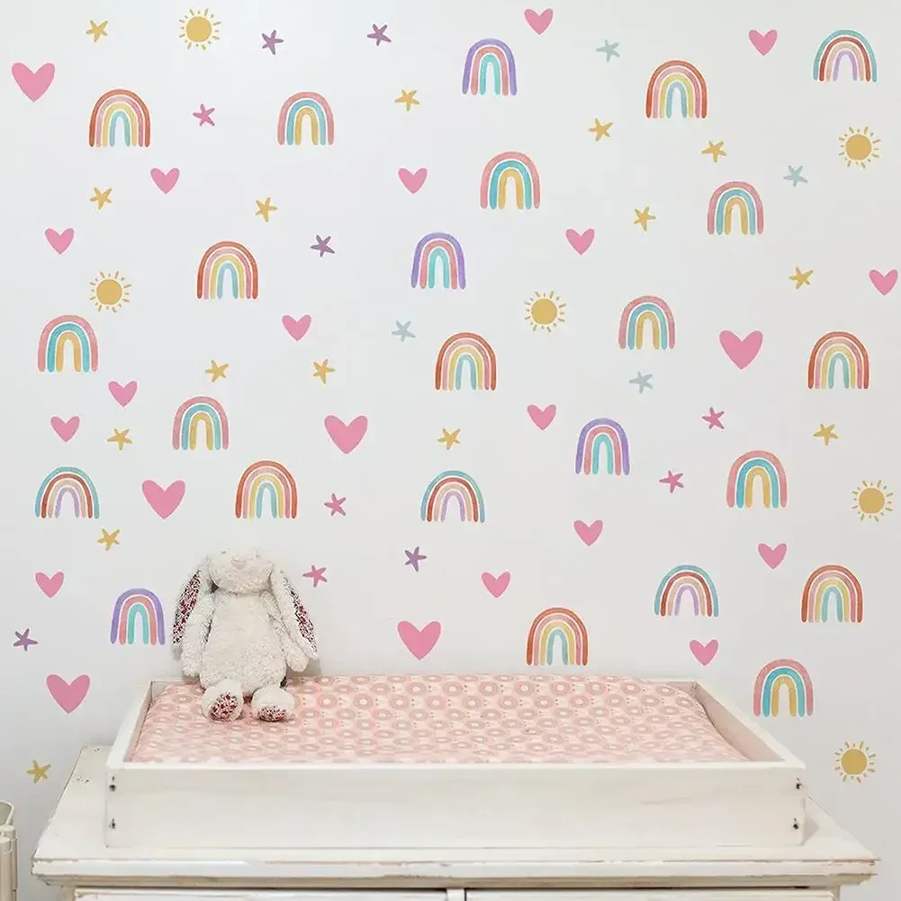 

4PCS 30 X 20cm PVC Wall Stickers Rainbow Stars Love Self-adhesive Wall Decals for Girls Boys Baby Bedroom Nursery Wall Decor