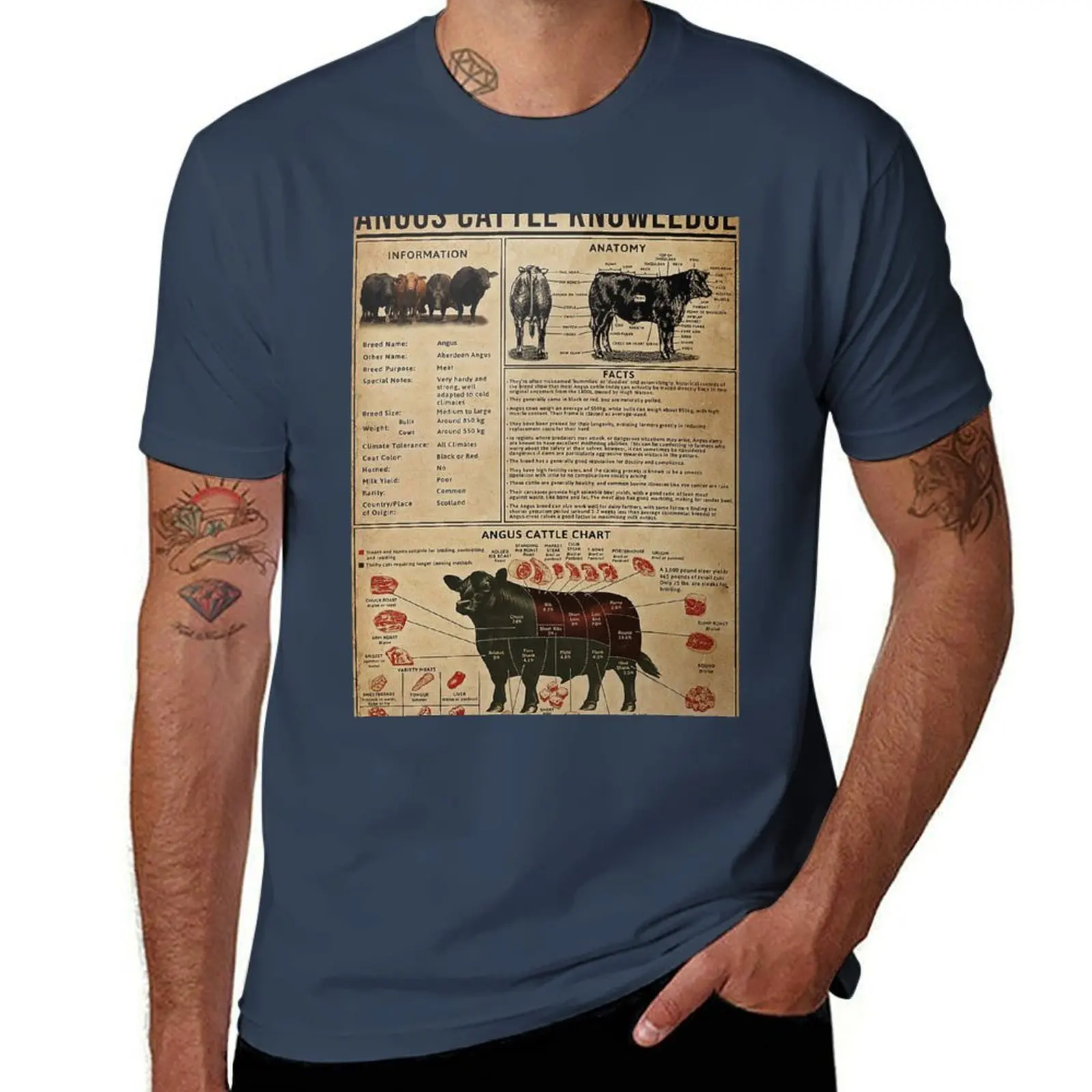 

Angus Cattle Knowledge Poster T-Shirt Breathable Mesh Panel T-Shirt