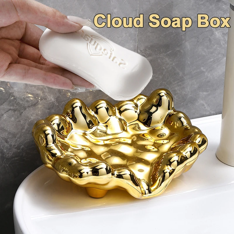 Cloud Shape Soap Box Bathroom Draining Soap Dish Light Luxury Soap Holders for Bathroom Washbasin Countertop