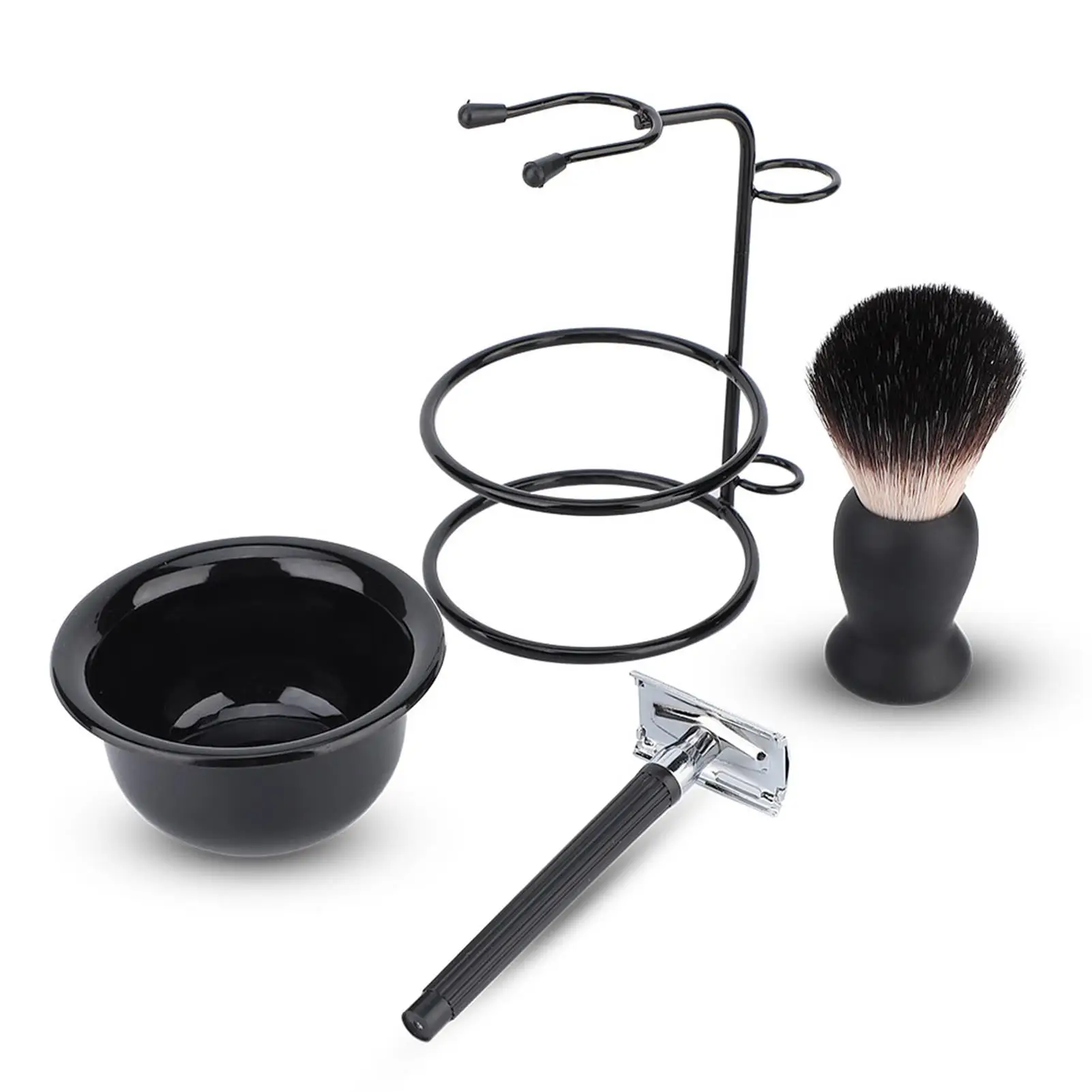 Professional Men's Beard Shaving Set - Safe Brush, Soap Bowl, Stand & Mustache Kit