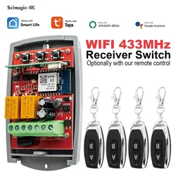 Tuya Universal Smart Wifi Receiver 2 Channel 12V 24V 220V Garage Door Remote Control Opener 433MHz/433.92MHz 2CH Transmitter