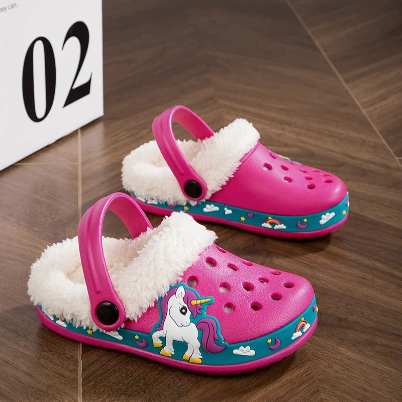 Winter Children Slipper Cotton Baby Girl Clogs Cartoon new Toddler Flats Indoor House Shoes Plus Warm Baby Girls Sandals