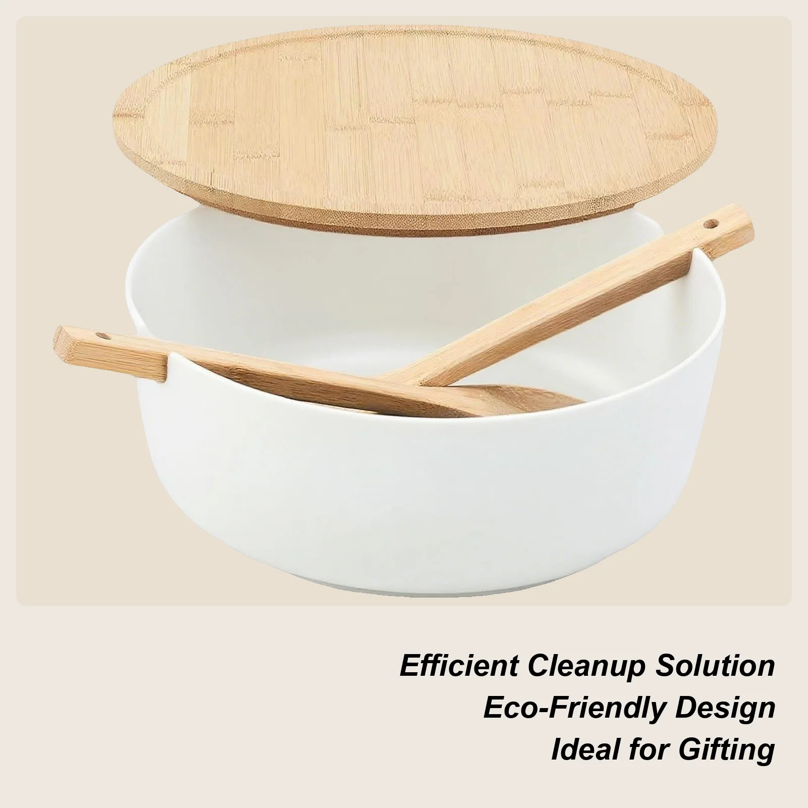 

Салатница Салатница Сервировочный контейнер с крышкой Деревянные контейнеры для еды с ложкой-вилкой для домашнего барбекю Кемпинг Овощи Фрукты