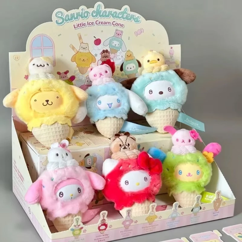 TOPTOY Boîte Surprise Personnages Sanrio Petit Cône de Glace Figurine Poupée Pendentif Porte-clés Breloque Sac Surprise HelloKitty Kuromi