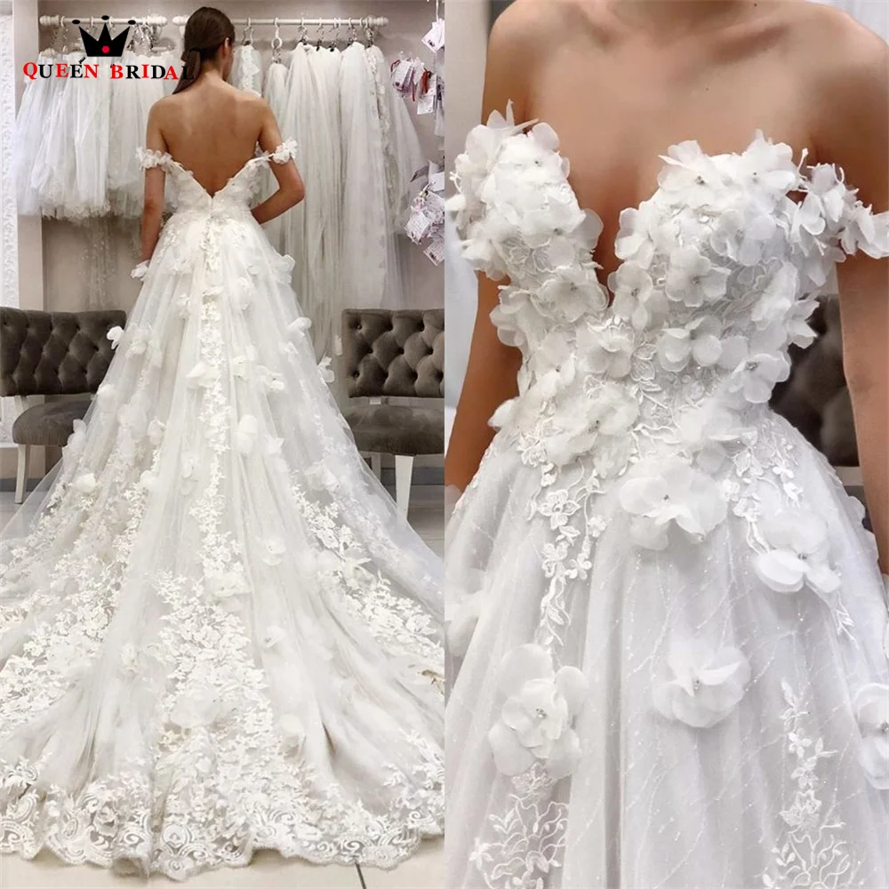 Romantic A-line Sweetheart Weddding Dresses Tulle Lace Beaded 3D Flowers 2023 New Formal Elegant Bridal Gowns SF19