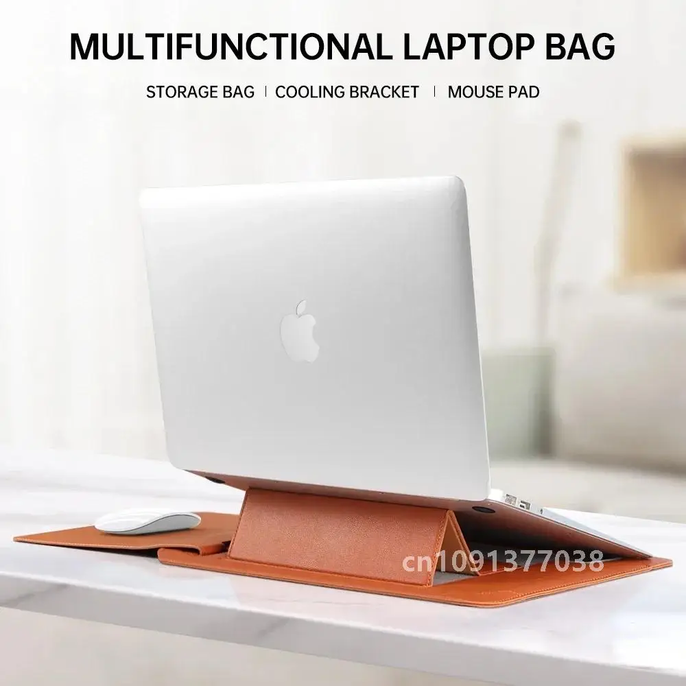 PU Leather Multi-functional Laptop Sleeve Bag Notebook Case for Macbook Air Pro 11 13 14 15 16 Pro Cover Accessories