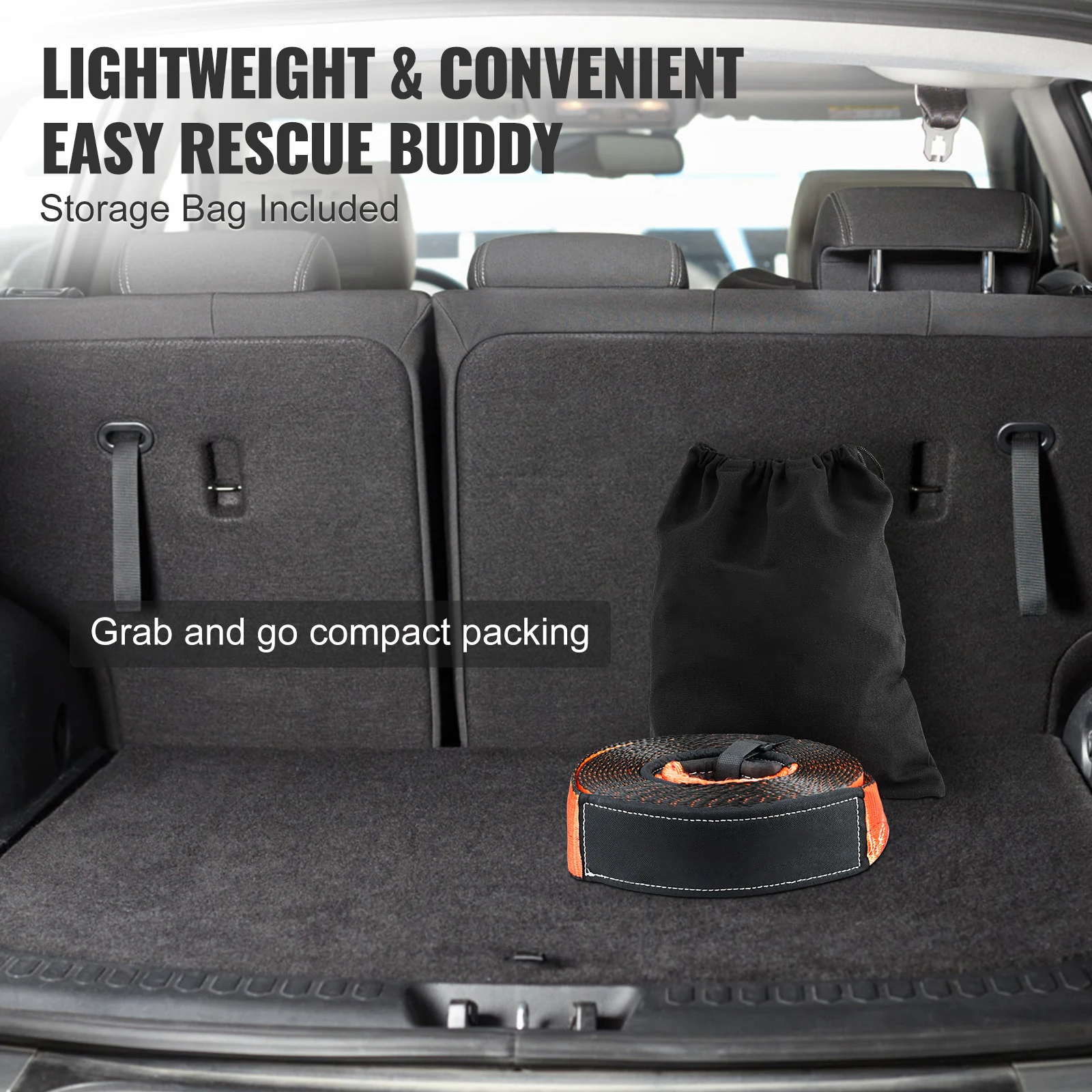 مجموعة استرداد ونش الطرق الوعرة من SucceBuy مع حزام سحب من البوليستر 30,000 رطل وقيود D-Ring 44,092 رطل وحقيبة تخزين لـ ATV Jeep - 4