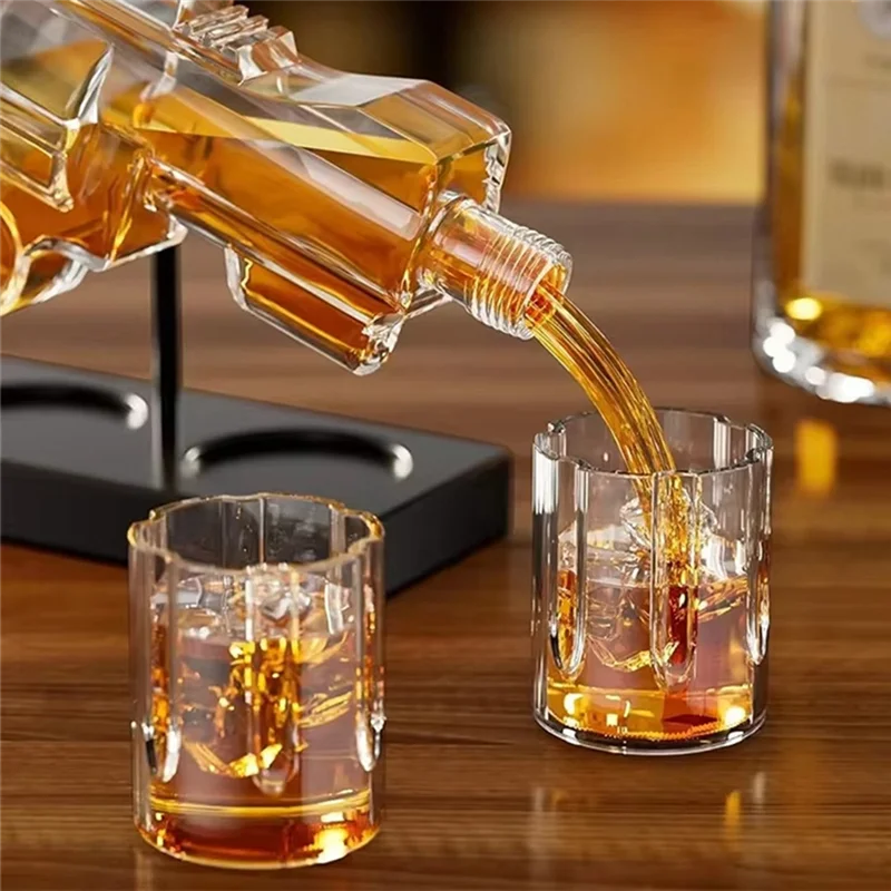 ABFU-Glass Decanter Whiskey Glass Set Wine Dispenser Bar Drinking Container Glass Bottle Exquisite Men's Gifts