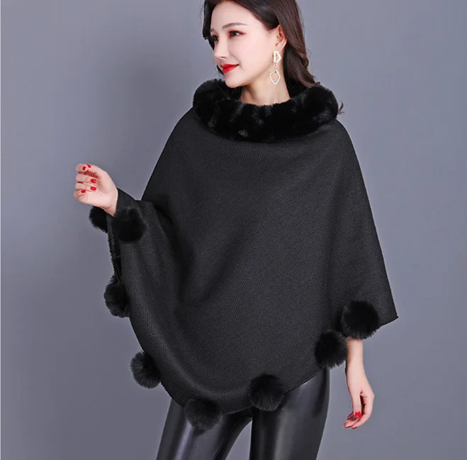 Autumn Winter New Imitation Fur Women Coat Shawl Scarf Imitation Otter Rabbit Hair Poncho Fashionable Upscale Capes  Cloaks