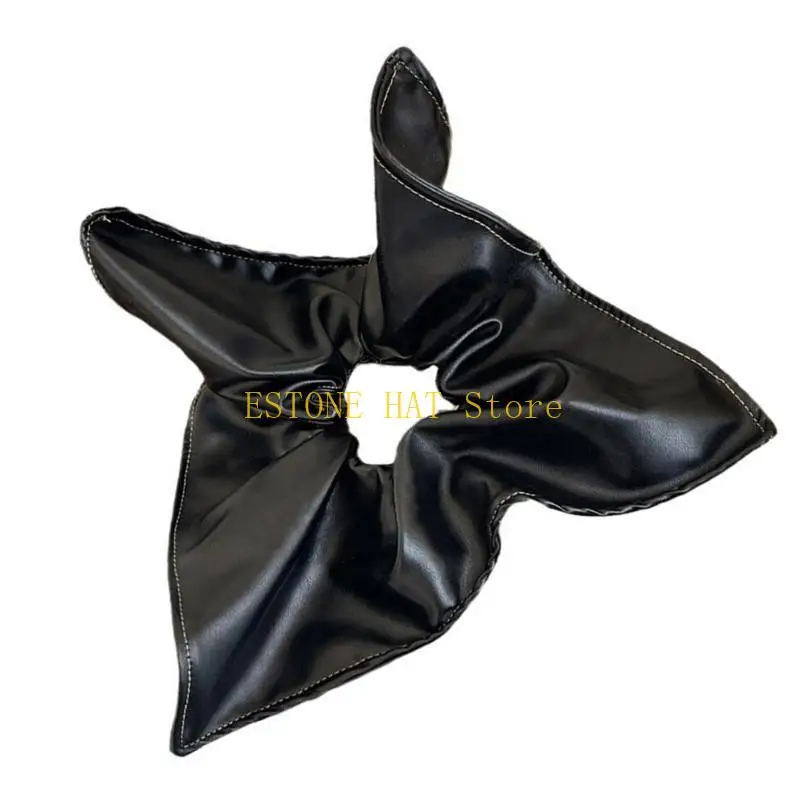 

49MF Fashion PU Hair Scrunchie for Women and Girls Fashion Hair Rope Ponytail Holder