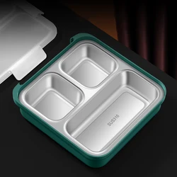 304 Stainless Steel Insulated Lunch Box Food Container Tray Portable Compartment Bento Box Add Water Heated Lunch Storage Box