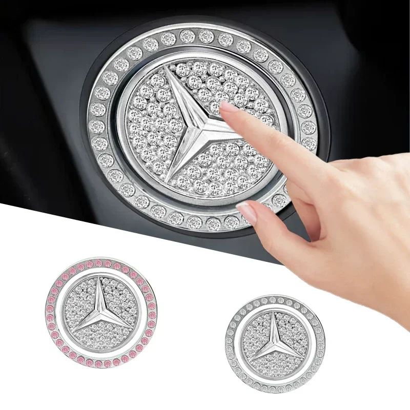 Car Key Start Button Decoration Ring Diamond Rhinestone Circle for Mercedes Benz W211 W204 W210 W203 CLA GLA Auto Accessories