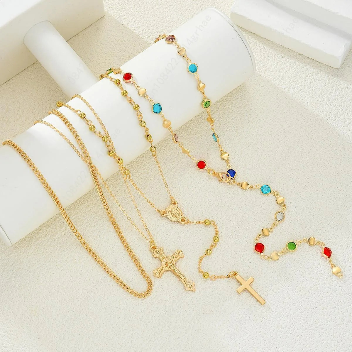 العصرية يسوع الصليب قلادة المختنق قلادة للنساء 2025 الملونة كريستال سلسلة مجوهرات المسيحية هدية نمط الهيب هوب #2