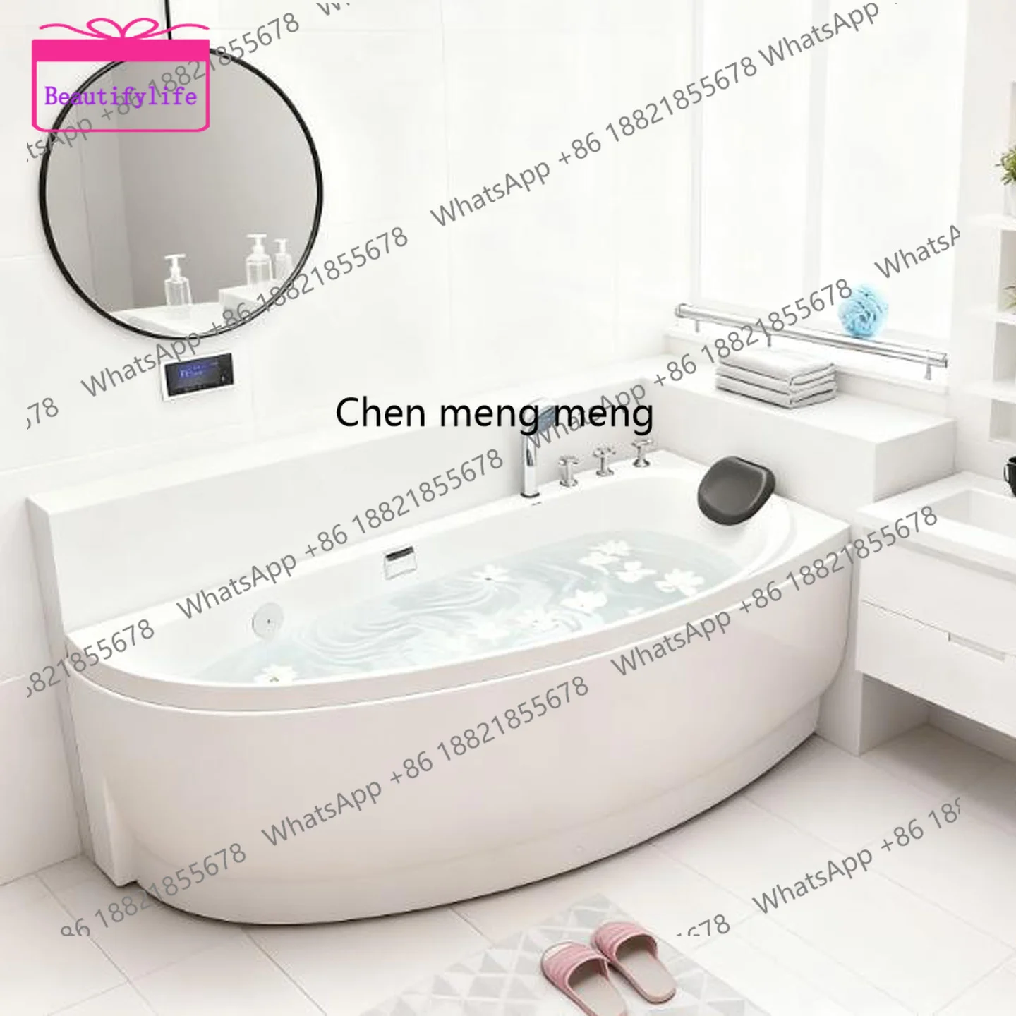 A17 Household mini small apartment small size fan surfing massage acrylic bathtub curved bed and breakfast acrylic bathtub