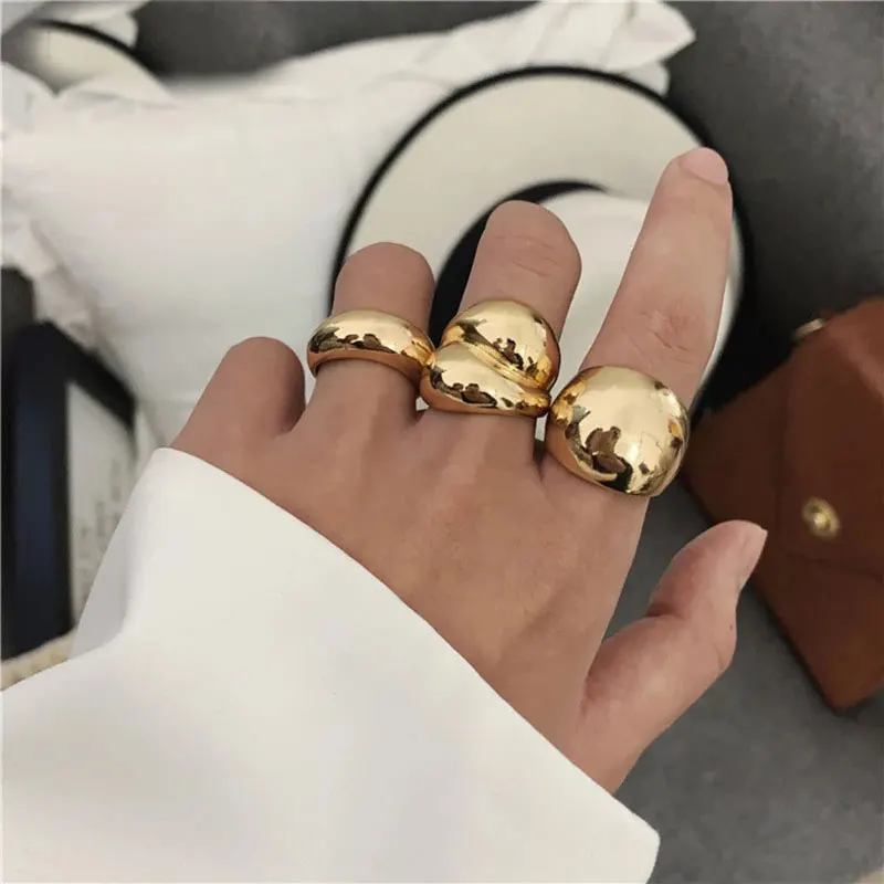 KMVEXO Recommend Irregular Geometric Rings For Women Men Girls Punk Fashion Beach style Gold Silver Color Knuckle Joint Ring