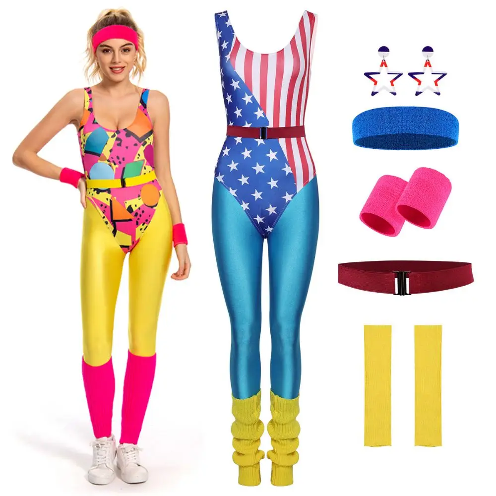 Hippie Fantasia 80er 90er Jahre Kostüm Frauen Disco Party Cosplay Verkleidung erwachsene Frauen Halloween Karneval Vintage Rock Kleidung Hip-Hop