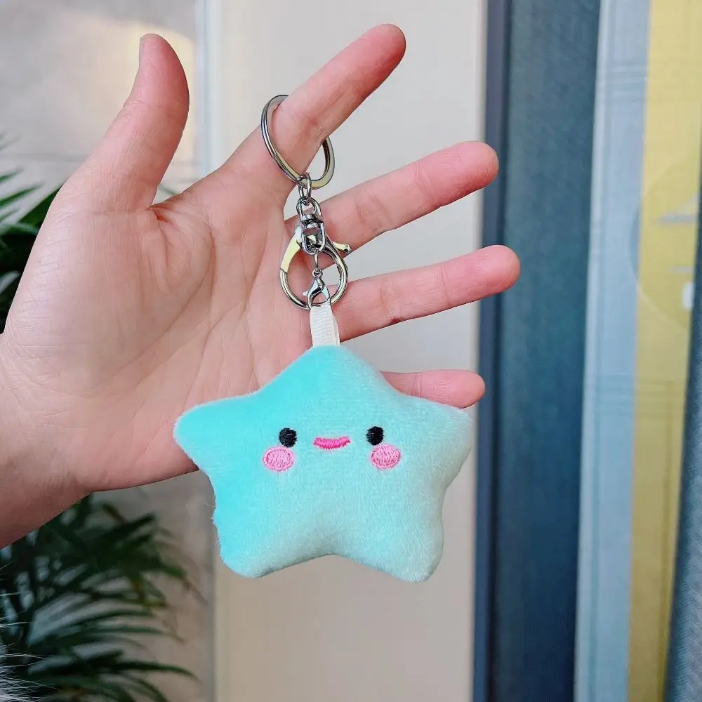 Smile Stars Smile Star Key Ring Pom Pom Starfish Pentagram Smile Stars Plush Keyring Soft Fluffy Smile Stars Backpack Pendant