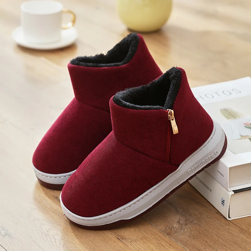 

Unisex Thick Bottom Anti-Slip Cotton Slippers High Heel Home Outdoor Wear Winter Warm Mom Shoes Elderly Shoes Retro Style