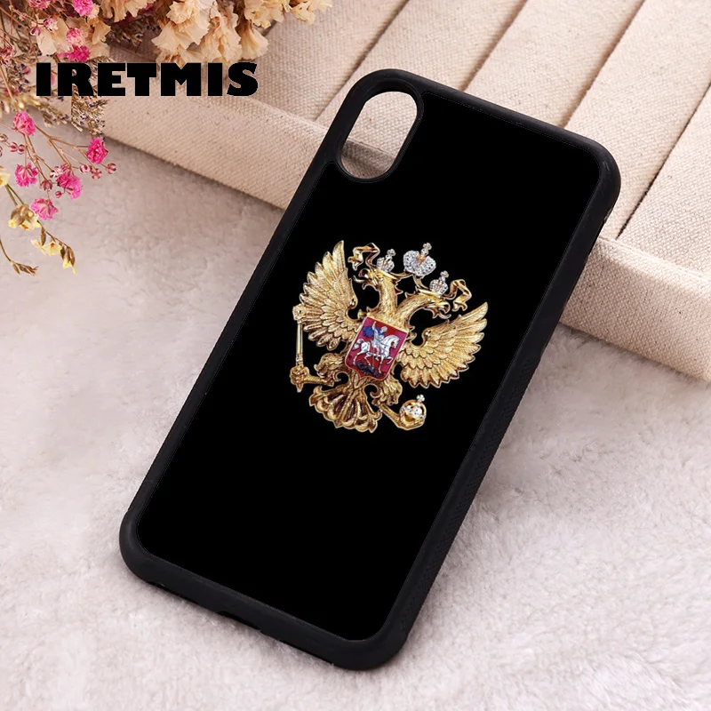 Iretmis Phone Cover Case For iPhone X XS Max XR 11 12 13 PRO MINI 14 15 16 Plus Rubber Silicone Russian Coat Of Arms Russia