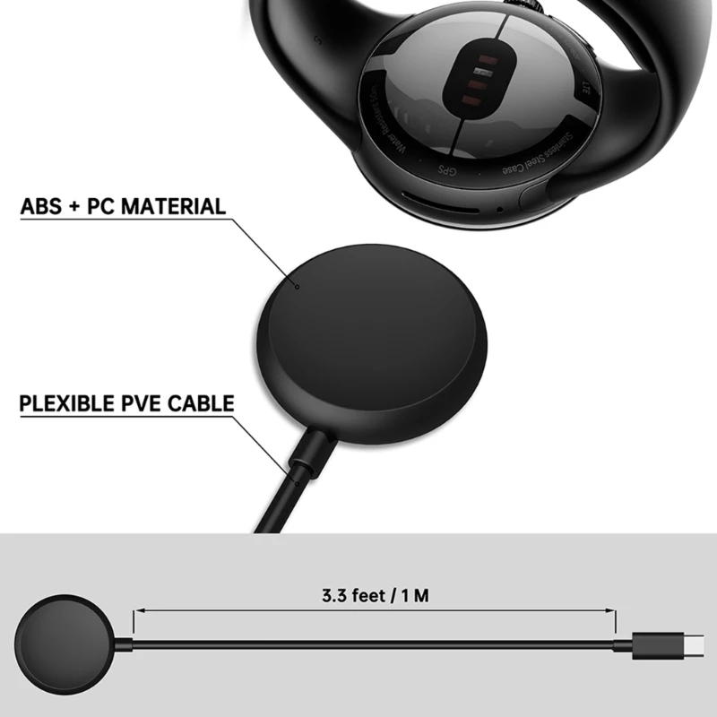 Kabel do ładowania USB przewód bazowy do Google Pixel Smart Watch typ C Dock przejściówka do ładowarki magnetyczny