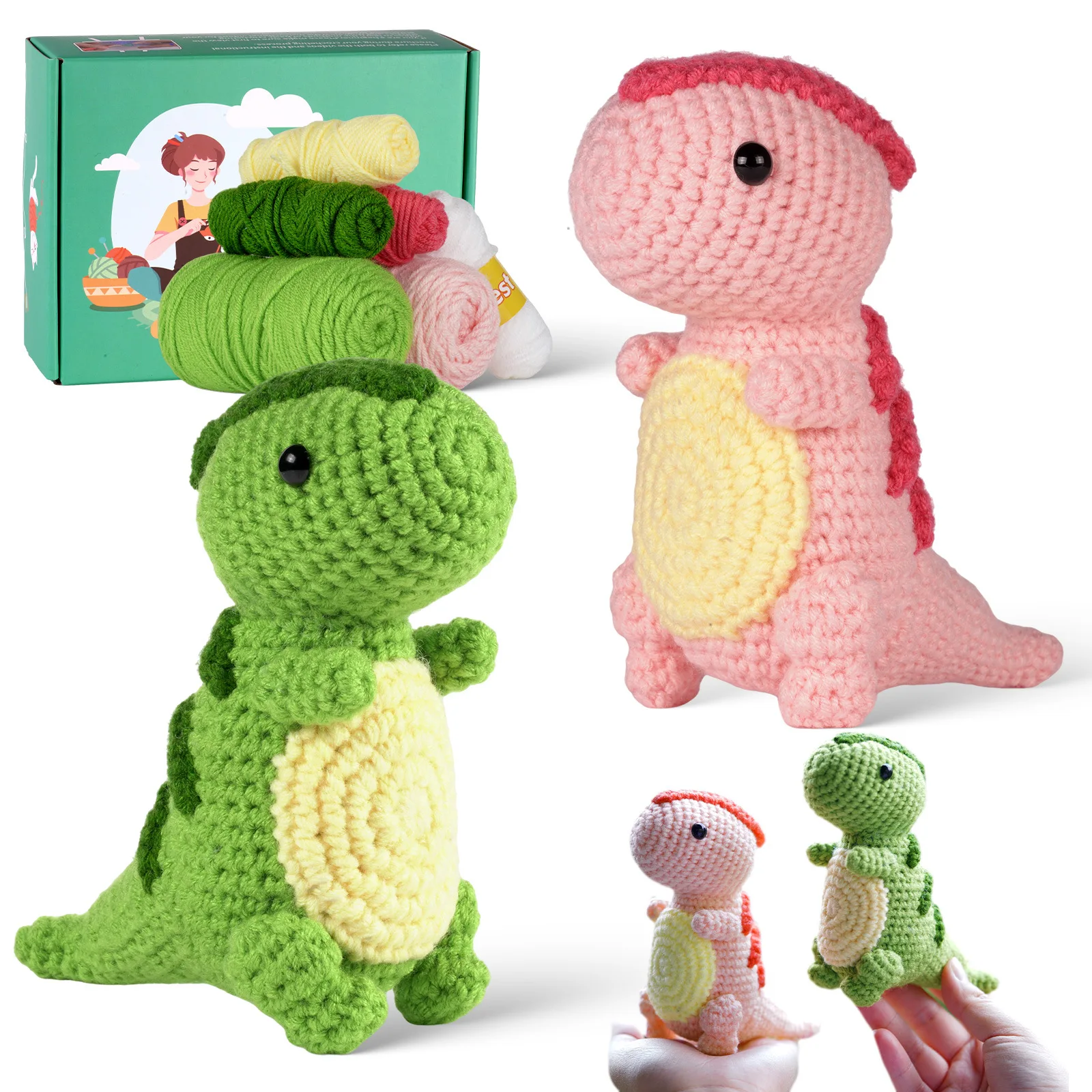 

Dinosaur Crochet Kit for Beginners Starter Kits DIY Crocheting Craft Wool Knitting with Step-by-Step Video Tutorials for Adults