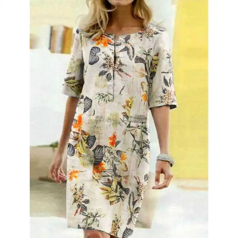 

ZANZEA 2023 Летняя винтажная футболка с цветочным принтом n Sundr CleanFit H Version Tee Quarter Sve CiWalk Ladies Dr