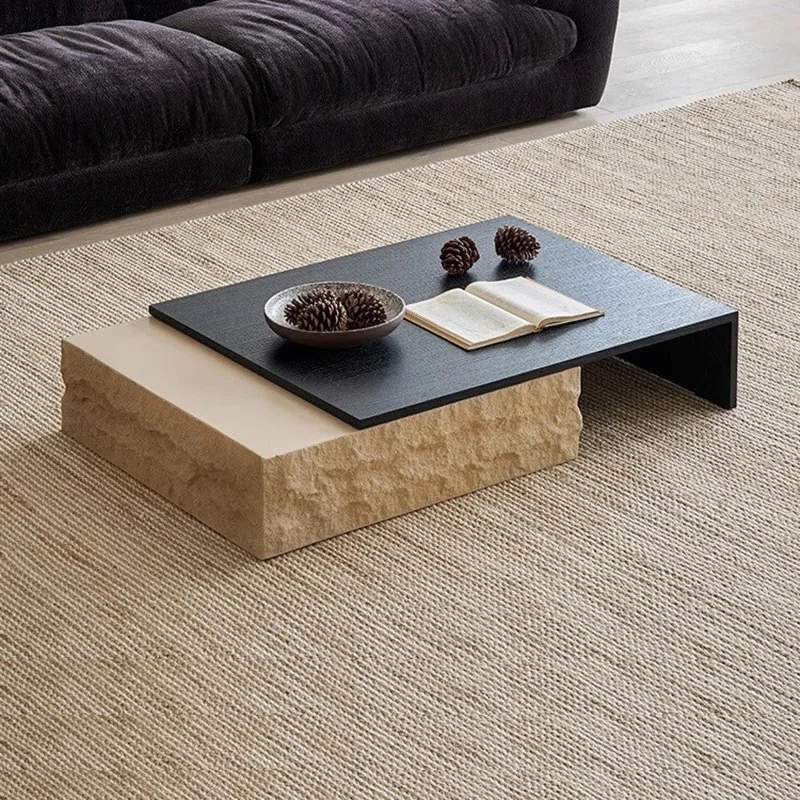 طاولة قهوة خشبية فاخرة مستطيلة محايدة وحديثة وأنيقة خدمة طاولة قهوة كبيرة تصميم عصري Mesas Bajas ديكور منزلي