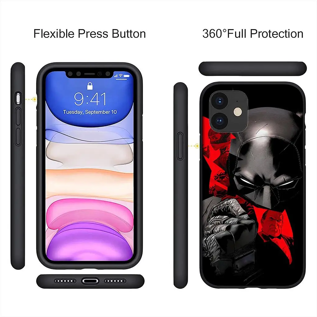 Batmans DC Movie Bats Man Soft Phone Casing for Apple iPhone 15 14 13 12 Mini 11 Pro X XR XS Max 7 8 Plus + Cover Case