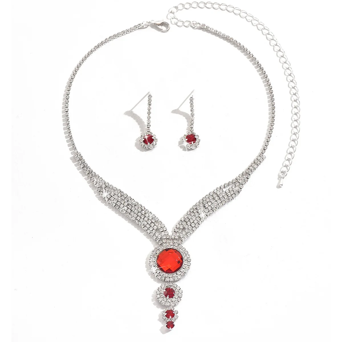 2025 Personalized Jewelry Women's Wedding Set Bridal Accessories Set Necklace Earrings Exaggerated Set Chain