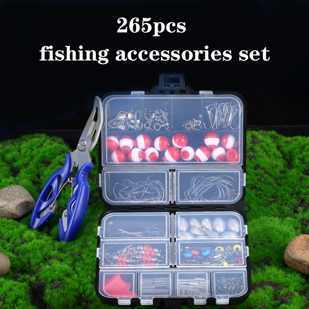 

265pcs Fishing Accessories Set Fishing Tackle Accessories Kit With Tackle Box Multifunctional Pliers Portable Fishing Tackle