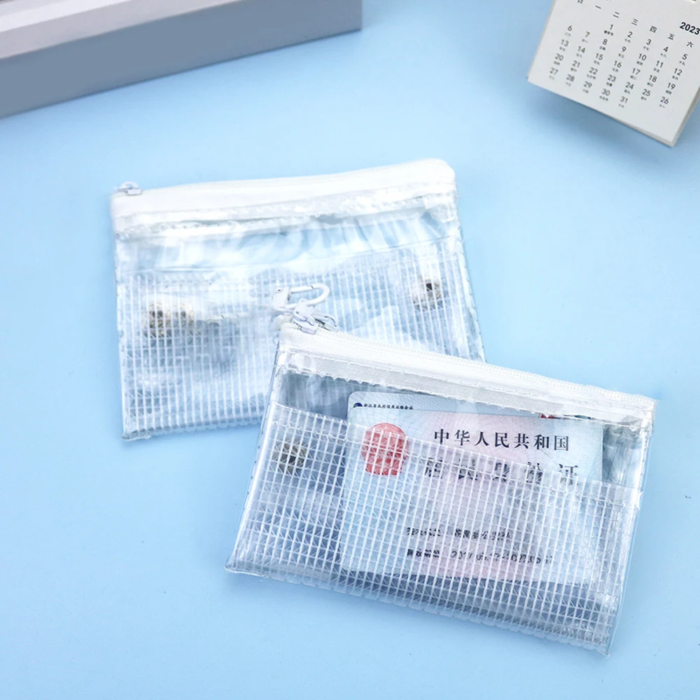 Pvc Transparent Storage Bag Foldable Multi-Layer Coin Purse Multifunction Zipper Bag Id Card Storage Bag Portable Card Holder