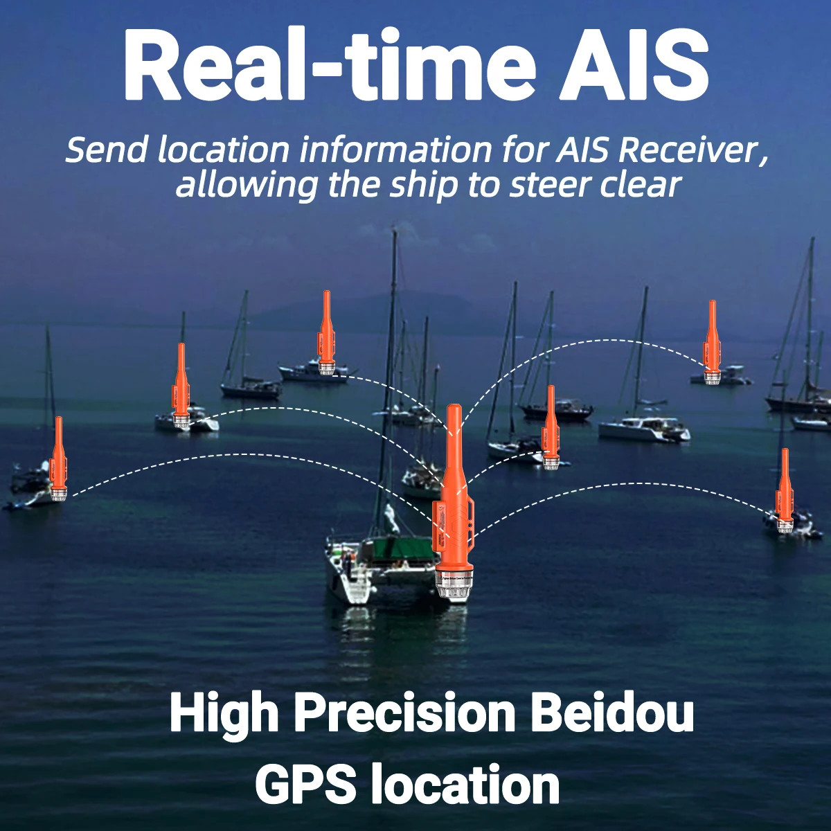 ABBREE AR-109M Localizzatore di rete Impermeabile Galleggiante Ricezione rapida Posizionamento GPS 15 giorni Standby Boa Tracker Accessori per la pesca in barca