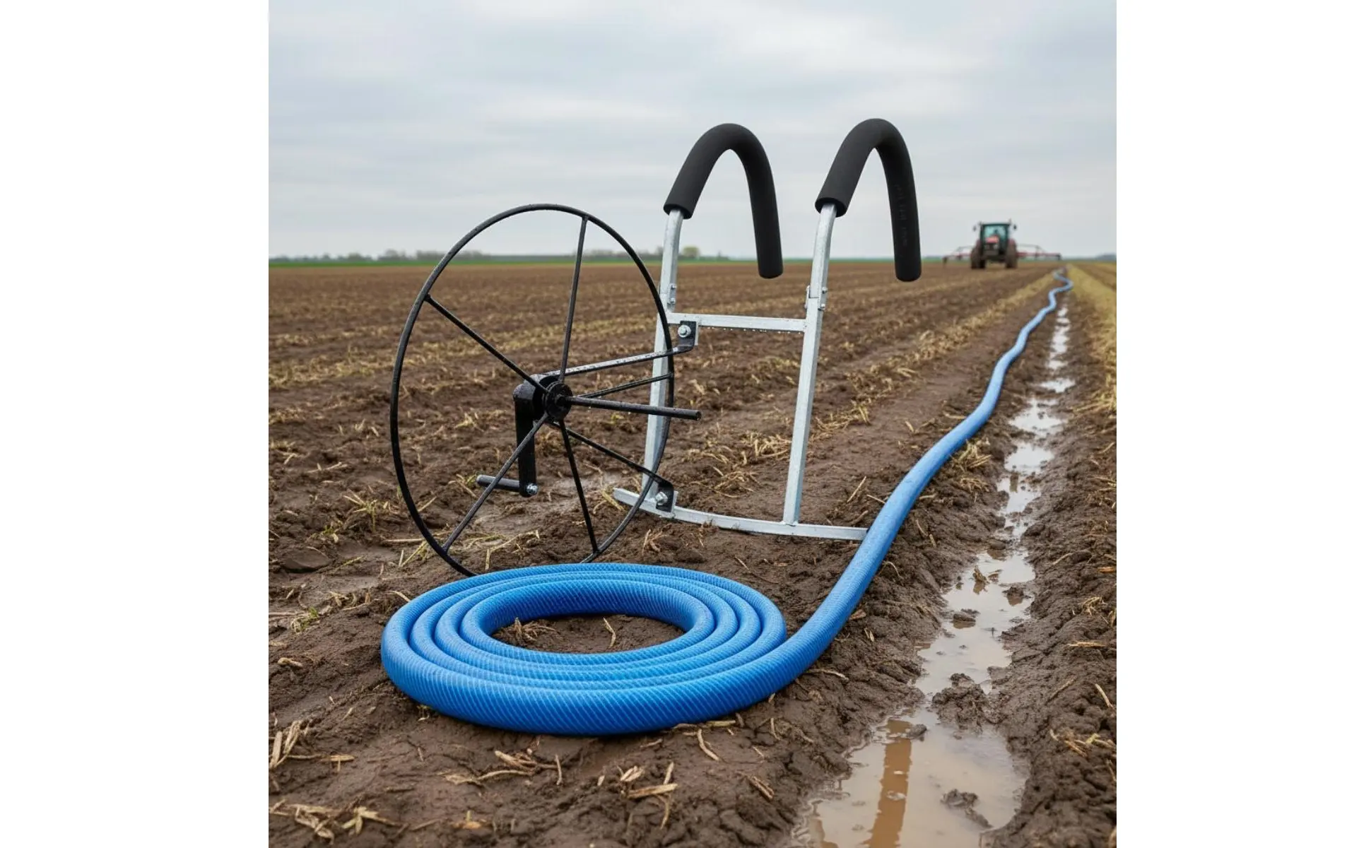 Shoulder-Carried Hose Reel Portable Hand-Crank Hose Winder Manual Irrigation Pipe Spool Sturdy Steel Construction Farming Tool