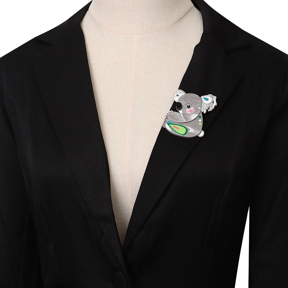 Lustige Acryl-Cartoon-Tiere Koala-Anstecknadeln für Frauen, Niedliche Harz-Splicing-Broschen, Kleidungs-Schmuck-Geschenke – Detail 6
