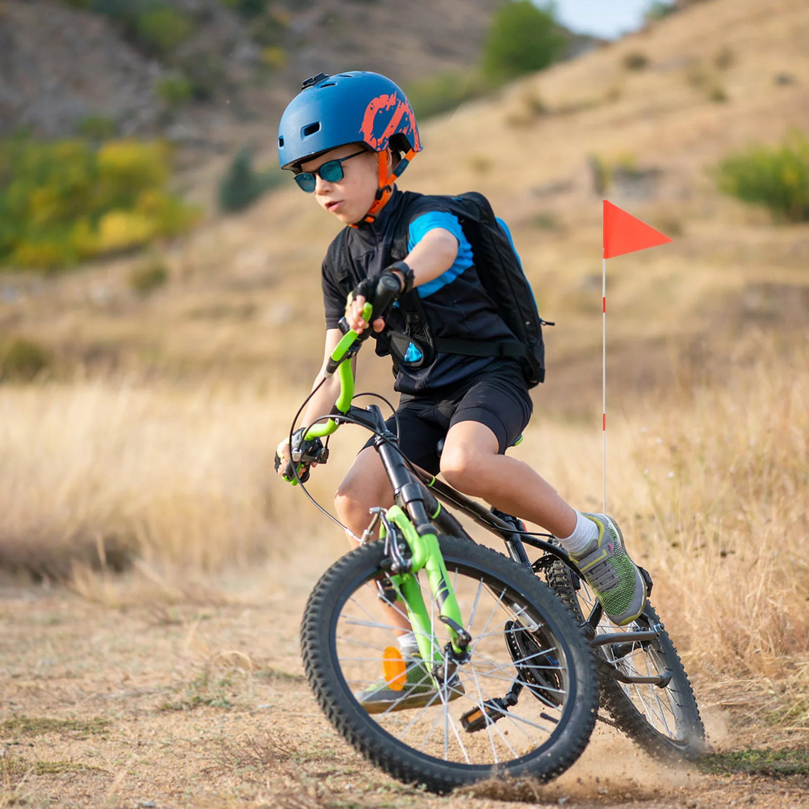 

2Pcs Children's Bicycle Flagpole Solid Fiberglass Safety Flags High Visibility Bike Trailer Accessories