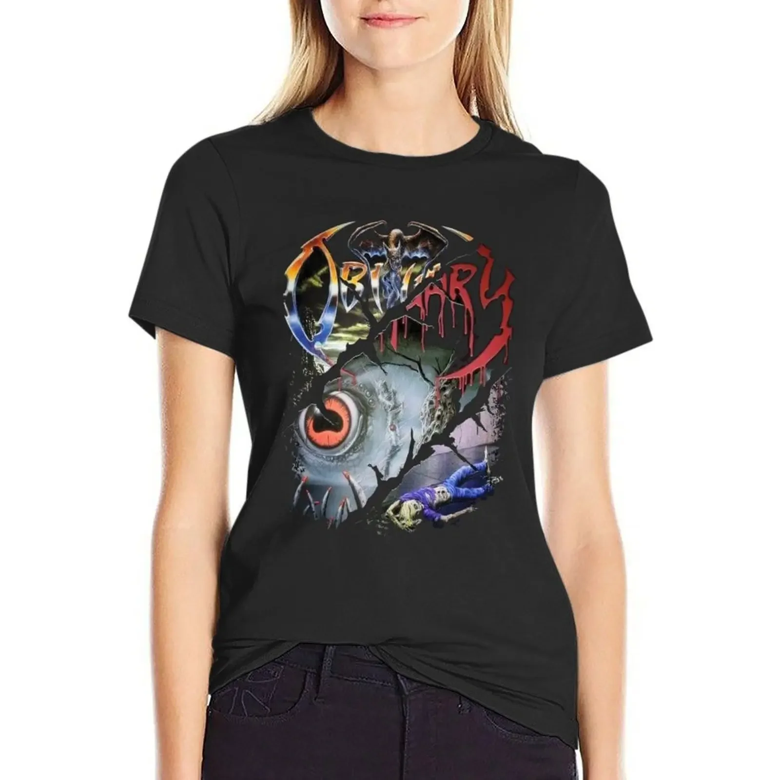 

obituary essential T-shirt Aesthetic clothing vintage clothes t-shirt dress for Women plus size