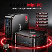 KAMRUI Mini PC – AMD Ryzen 7 7735HS, 16GB LPDDR5, 512GB NVMe SSD, WiFi 6, Bluetooth 5.2, Windows 11 Pro