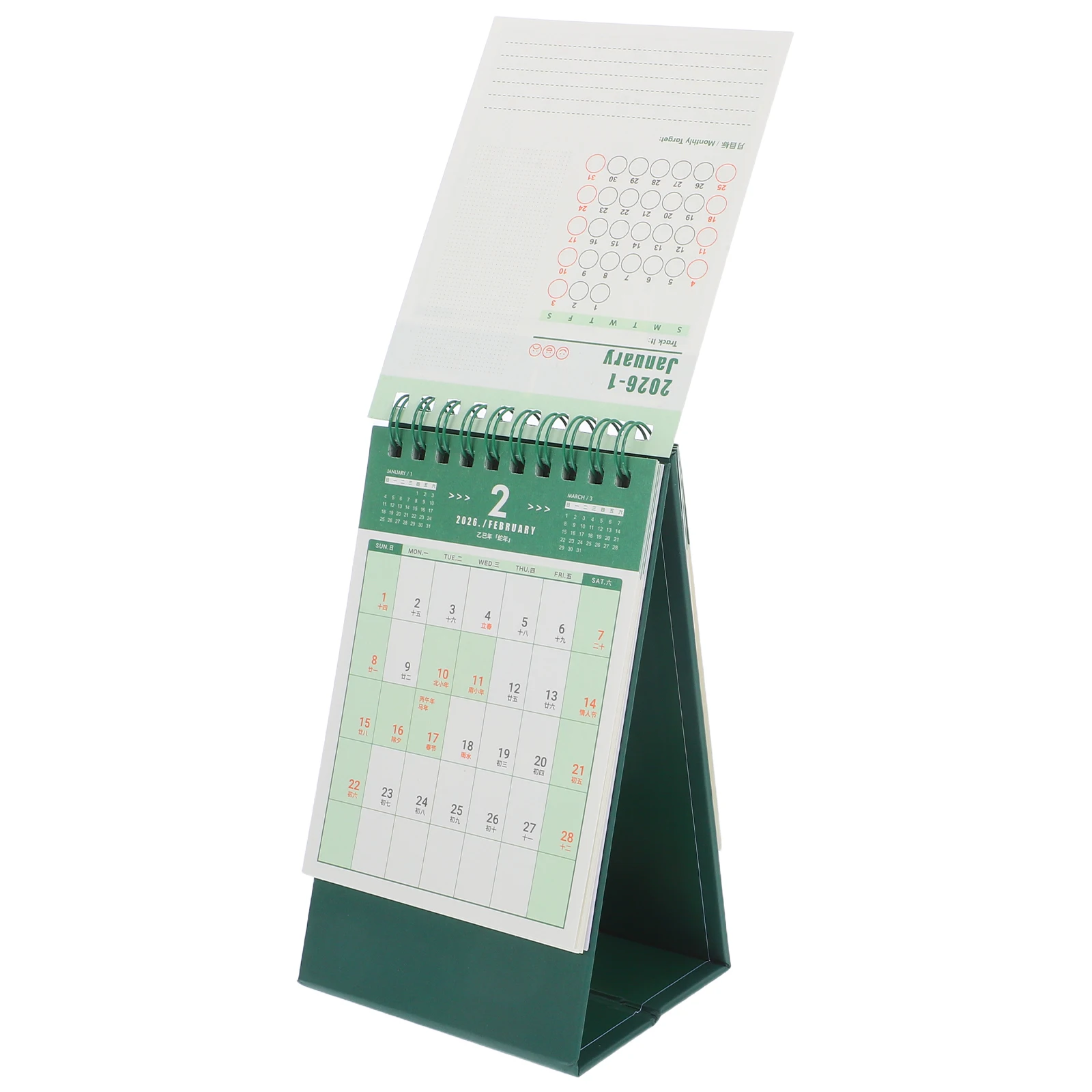 Office Desk 2026 Calendar Daily Desktop Compact Green Planner Calander Aesthetic Student