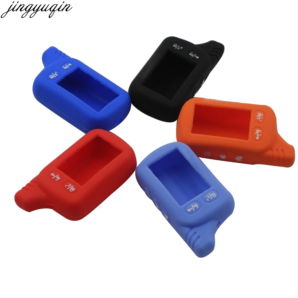 

Jingyuqin TZ9010 Silicone Case KeyChain Russian 2-way Alarm System Alarm Key Fob For Tomahawk TZ-9010 TZ9010