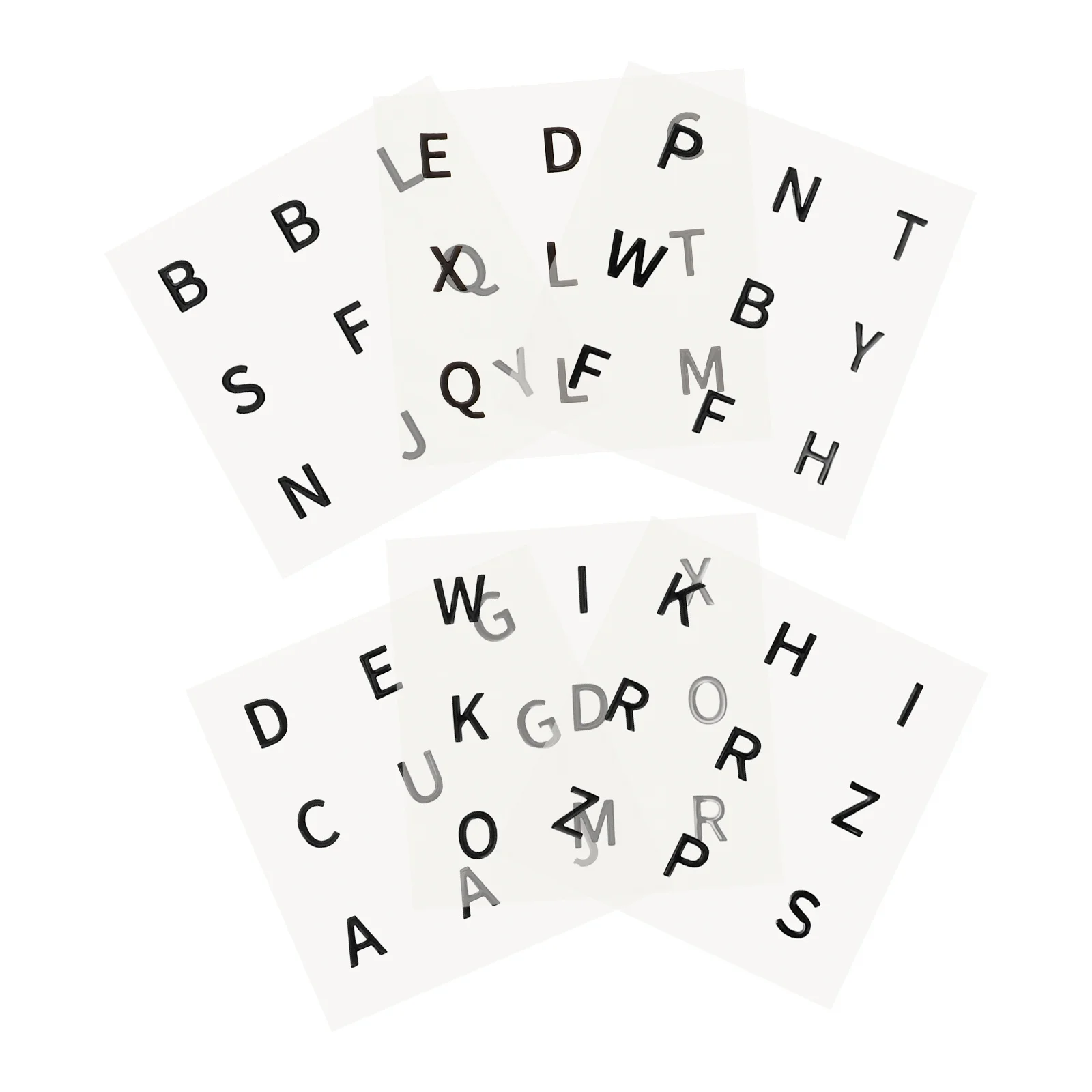 6 قطعة ملصقات حروف إنجليزية سوداء مطبوعة كبيرة لغز مكعب محدب شارات بولي كلوريد الفينيل ملصقات مساعدة لضعاف البصر #6